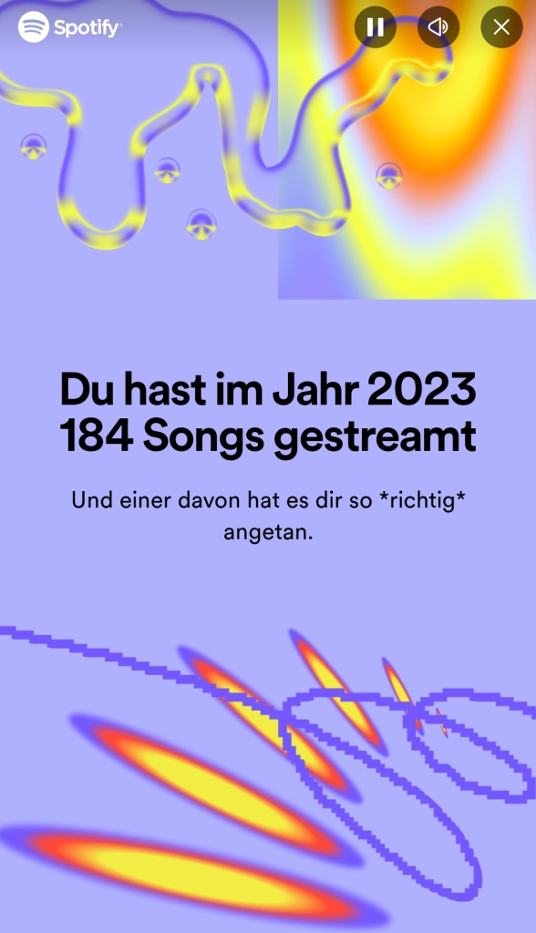 Bild auf dem steht: Du hast im Jahr 2023 184 Songs gestreamt